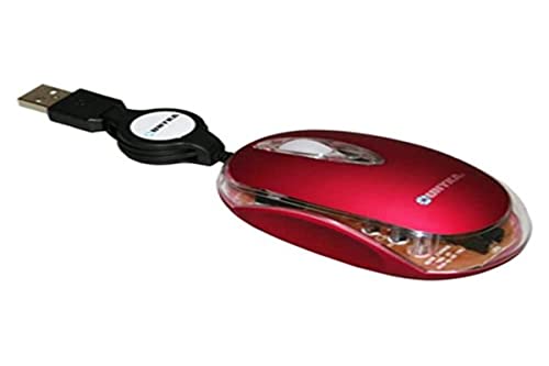 Unykach 20224 - Mini ratón (USB, Cable retráctil) Color Rojo