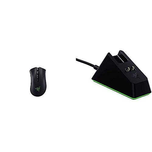 Razer DeathAdder V2 Pro Paquete Que Consta de Mouse Profesional para Juegos inalámbrico con Sensor de Enfoque + 20K dpi y Mouse Dock Chroma estación de Carga con iluminación RGB