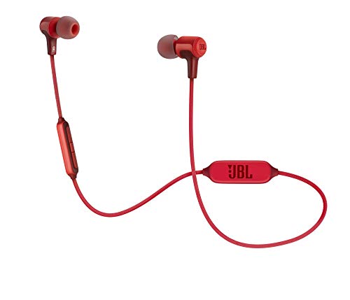 JBL E25BT - Auriculares intraurales inalámbricos con micrófono y bluetooth, batería de hasta 8 horas, rojo