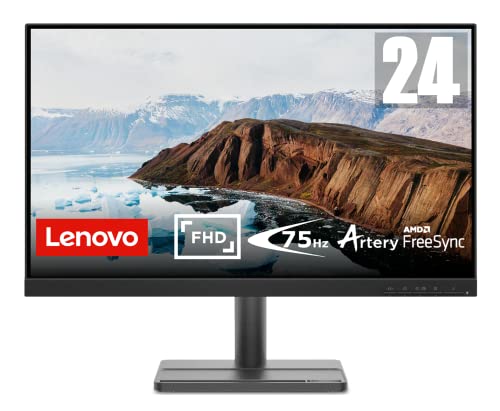 Lenovo L24e-30 - Monitor Gaming 23.8' FullHD (VA, 75Hz, 4ms, HDMI, VGA, FreeSync, Soporte para teléfono) Ajuste de inclinación - Negro