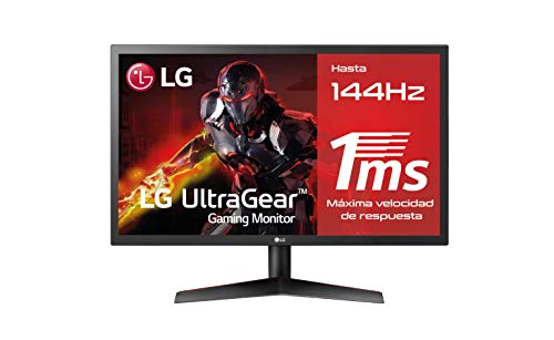 LG 24GL600F-B - Monitor Gaming QHD de 59,8 cm (24') con panel TN (1920 x 1080 píxeles, 16:9, 1 ms, 144Hz, FreeSync LFC, 300 cd/m², 1000:1, NTSC 72%, DP x1, HDMI x2, auriculares) color negro