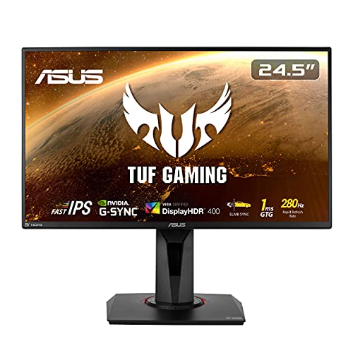 Asus TUF Gaming VG259QM - Monitor gaming de 24.5' FullHD (1920x1080, Fast IPS, 280 Hz, 1 ms GTG, 16:9, LED, ELMB SYNC, G-Sync Compatible, DisplayHDR 400) Negro