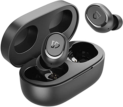 SoundPEATS TrueFree2 Auriculares inalámbricos Bluetooth 5.0 Auriculares intrauditivos estéreo Auriculares Deportivos, IPX7 a Prueba de Agua, 20 Horas de reproducción (Black)