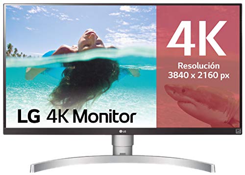 LG 27UK650-W - Monitor 4K UHD de 68,6 cm (27') con Panel IPS (3840 x 2160 píxeles, 16:9, 350 cd/m², sRGB 99%, 1000:1, 5 ms, 60 Hz) Color Blanco y Plata