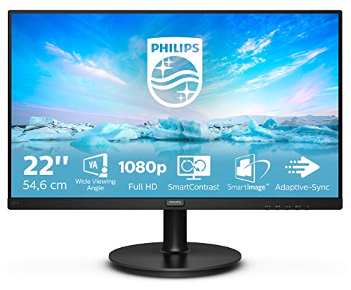 Philips Monitors 221V8/00-22', FHD, 75Hz, VA, Flicker Free, VESA (1920x1080, 200 CD/m², D-Sub, HDMI), Negro