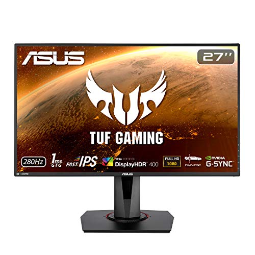 Asus TUF Gaming VG279QM - Monitor gaming de 27' FullHD (1920x1080, Fast IPS, 280Hz, 1ms (GTG), 16:9, ELMB SYNC, G-SYNC Compatible, HDR 400, USB, DisplayPort, HDMI) Negro